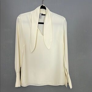 H&M Elegant Cream Tie-neck Women's Top, size 4